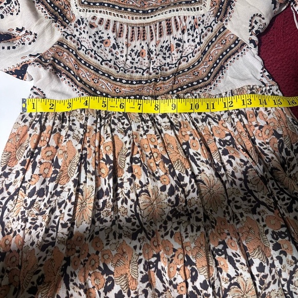 Free People Bohemian Print Dress - Black, White, Orange - Picture 8 of 9